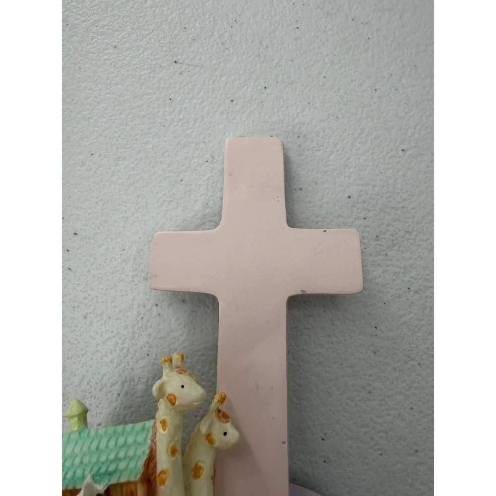 Russ Berrie Notes From Noah Ark Cross Figurine Nursery Decor Pink Baptism 10391